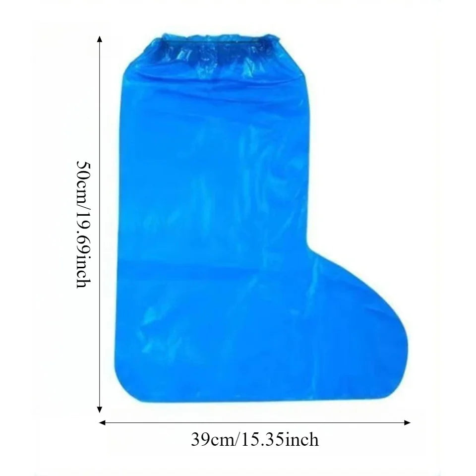 Long Disposable Waterproof Shoe Covers – Non-Slip Rain Boot Disposable Shoe Covers PLUSH