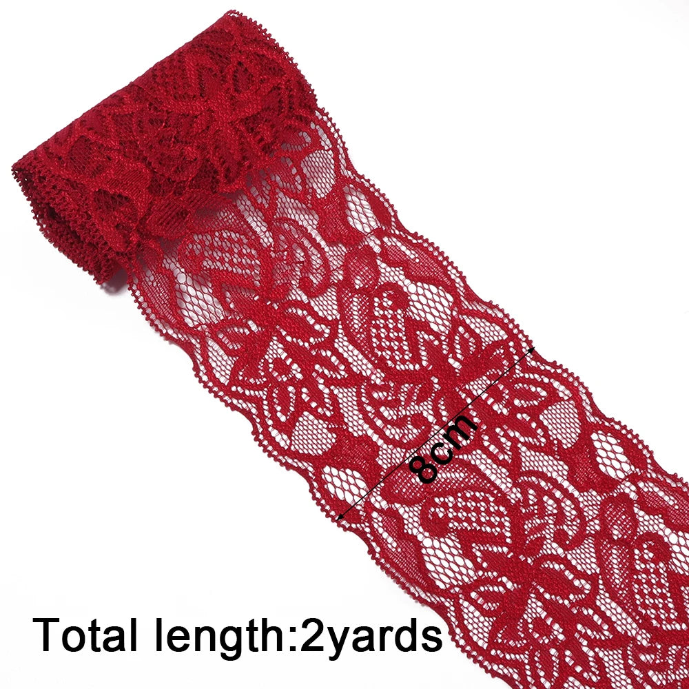 8cm Elastic Floral Lace Trim 2 Yards – DIY Sewing & Crafts Elastic Lace Trim PLUSH