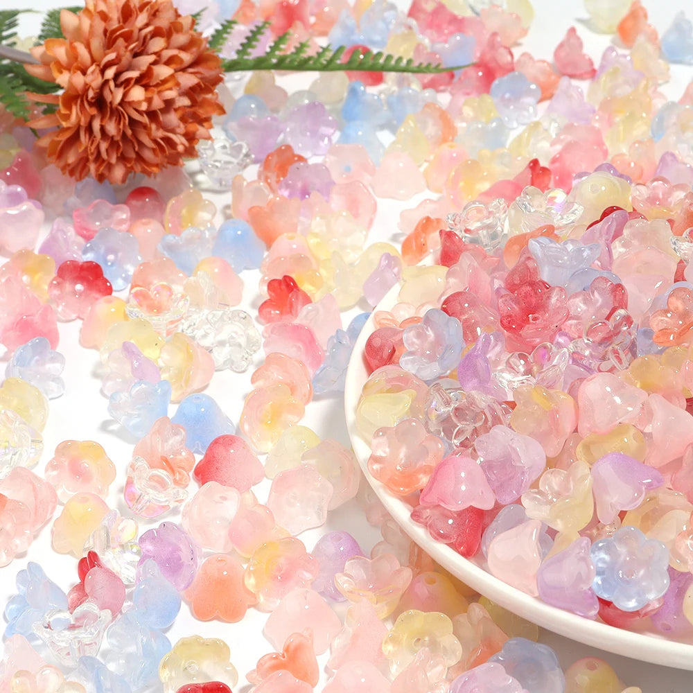 50pcs Lily of the Valley Lampwork Glass Spacer Beads – DIY Jewelry Lampwork Glass Beads PLUSH