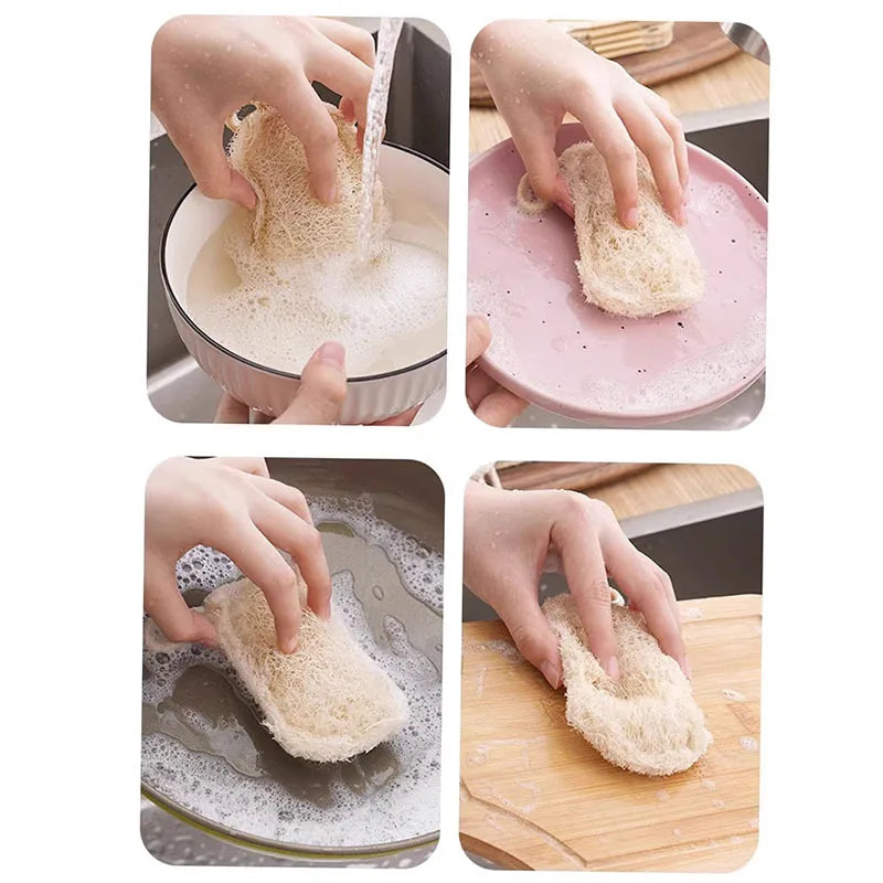 Natural Loofah Dish Scrubber Pad – Reusable Kitchen Cleaner Kitchen Scrubber Pad PLUSH