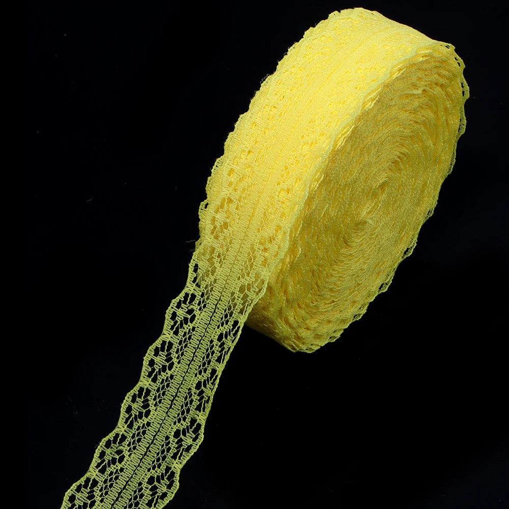 20 Yards 28mm Lace Ribbon – DIY Chokers, Bows & Sewing Trim Lace Ribbon Trim PLUSH yellow
