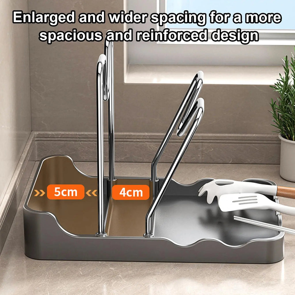Double Layer Pan Lid Organizer Rack with Drip Tray Kitchen Lid Organizer PLUSH