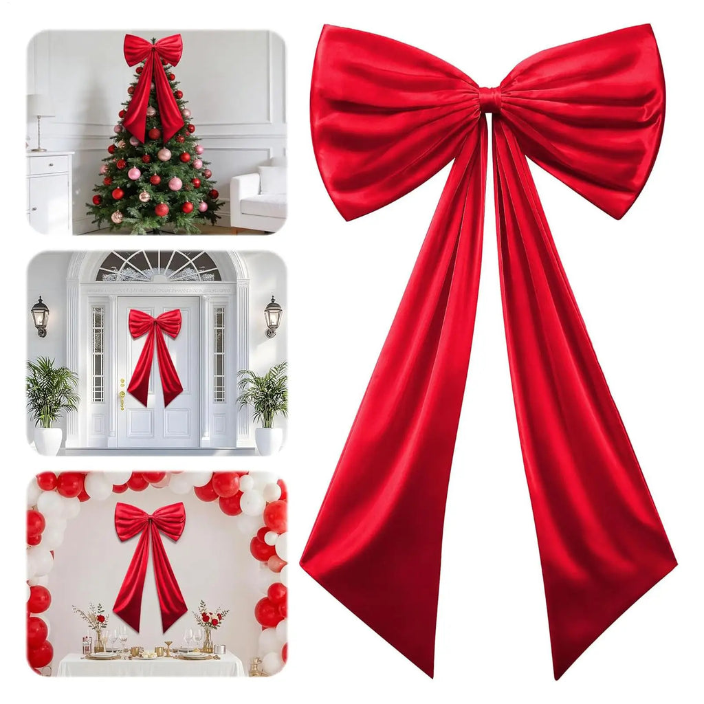Large 47" Christmas Tree Bow Topper – Plush 3D Holiday Décor Christmas Tree Topper PLUSH