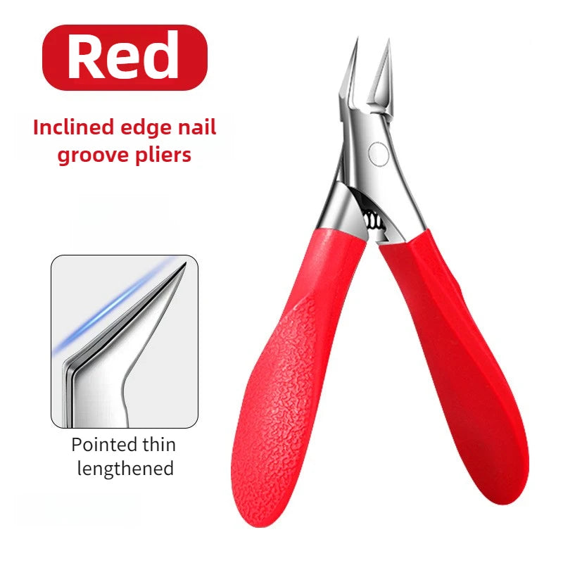 Ouriner Nail Clippers & Cuticle Tweezers Set – Stainless Steel Nail Care Set PLUSH Red