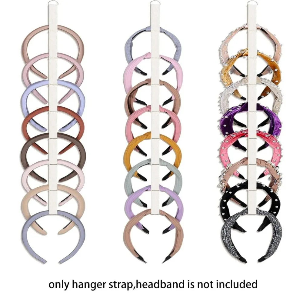 Wall-Mounted Headband Organizer – 8-Slot Holder, 3-Pack Headband Storage Holder PLUSH White