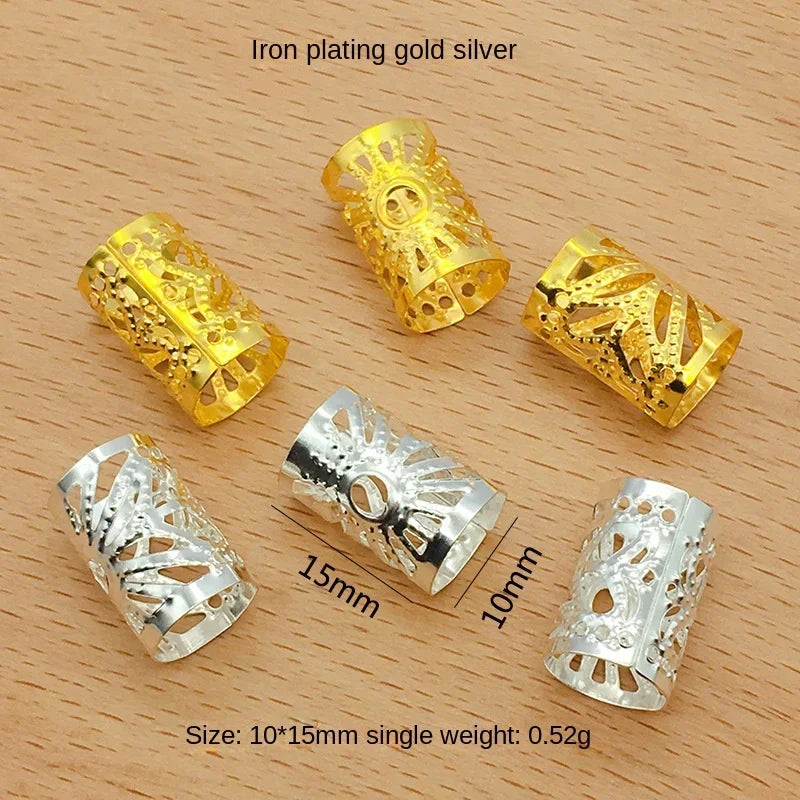 50/100pcs Metal Hair Braid Rings – Dreadlock Cuff Clips Hair Braid Rings PLUSH