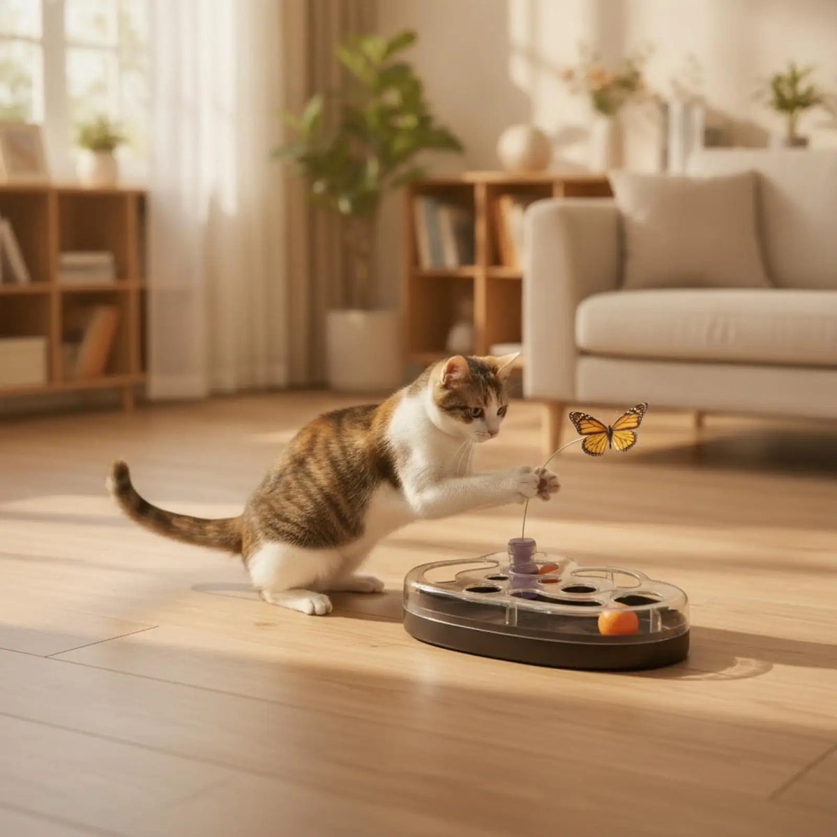 Rechargeable Electric Cat Toy – Butterfly & Track Balls Electric Cat Toy PLUSH Black
