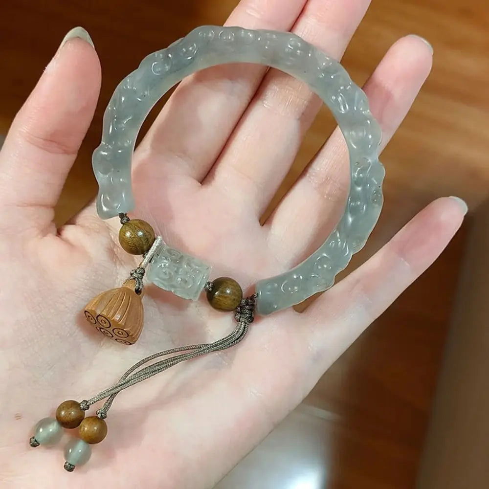Lotus Bracelet Chinese Style Resin Bangle 58mm Moonlight White Resin Bangle Bracelet PLUSH 03
