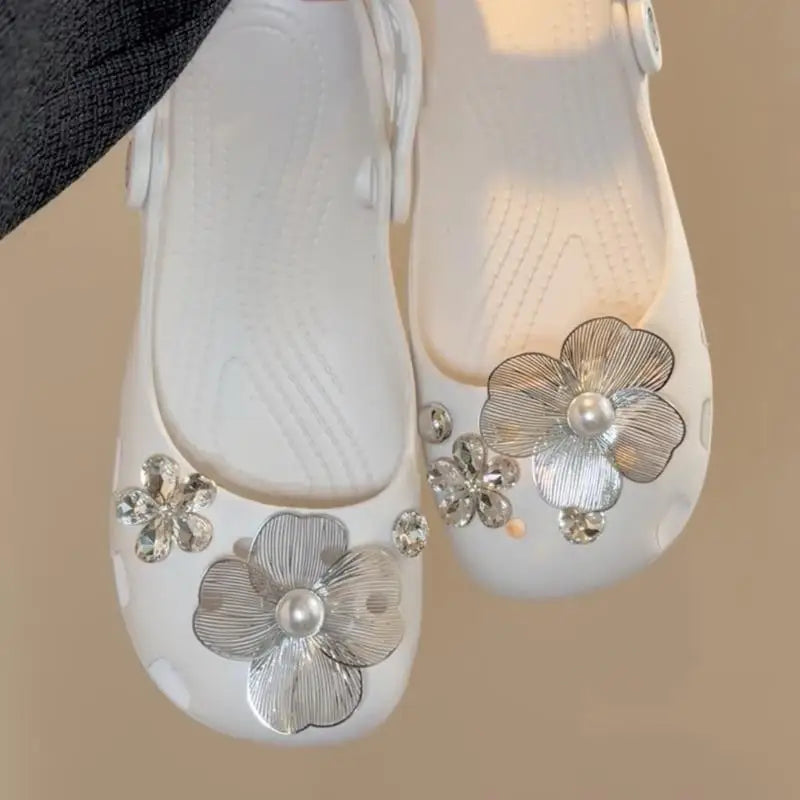 Flower Rhinestone Pearl Shoe Charms Kit – Ballet Shoe Decor Shoe Charm Set PLUSH A2