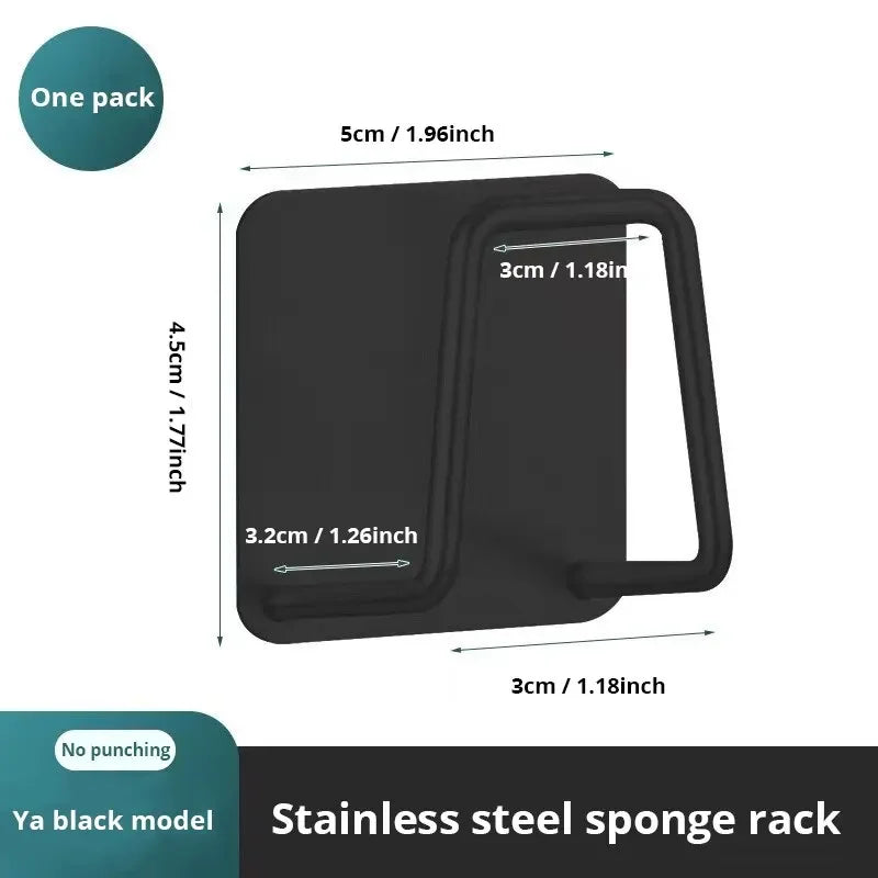 Stainless Steel Sink Sponge Holder Rack – Wall Mount Drainer Sink Sponge Holder PLUSH 1pc Brushed black XL