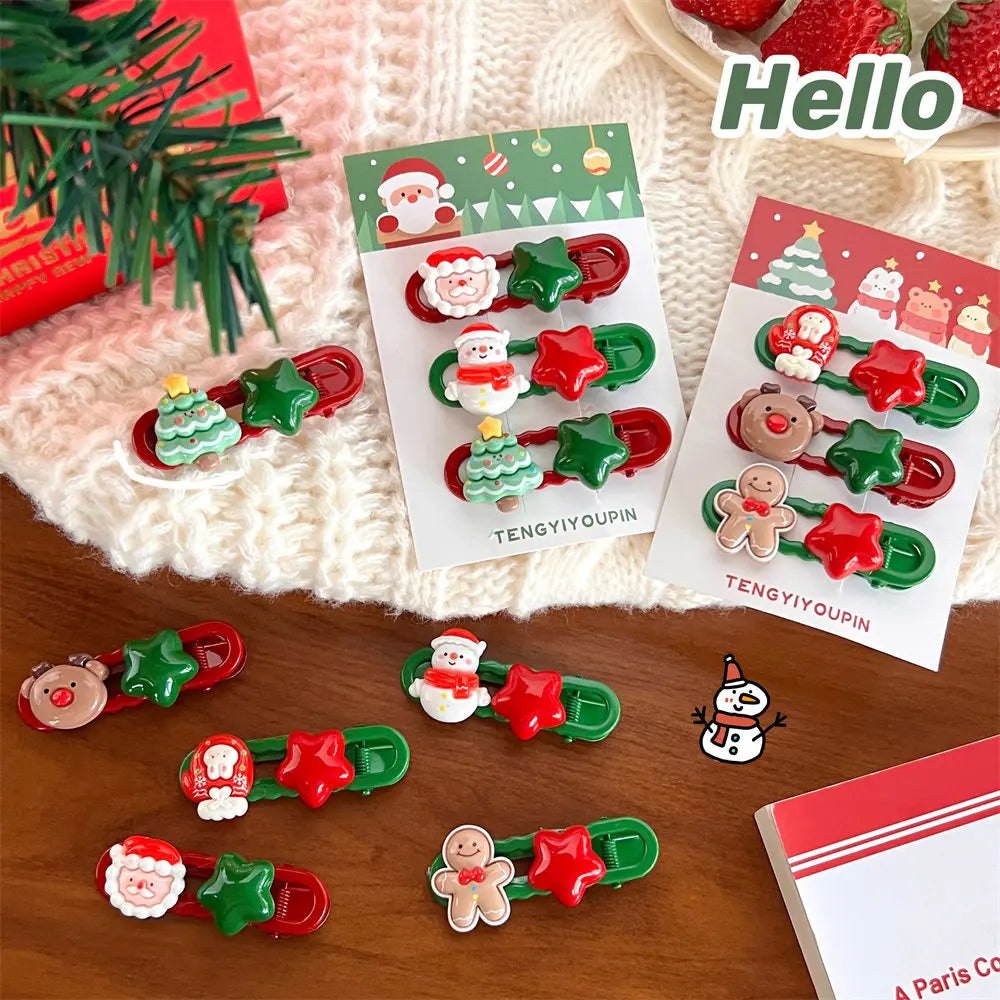 3-Pack Christmas Cartoon Hair Clips for Toddler Girls Kids Hair Clips PLUSH