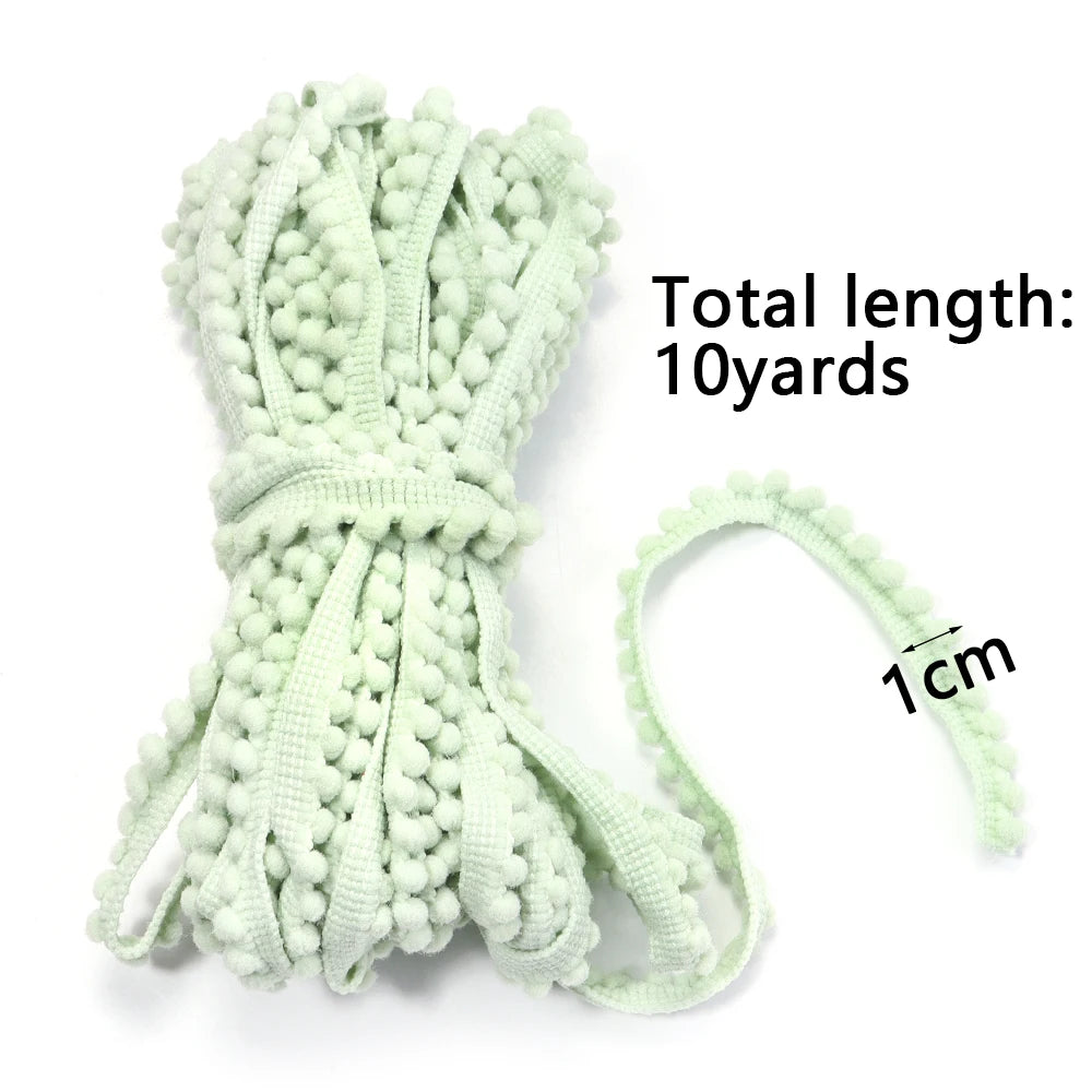 10 Yards Puffy Ball Lace Trim Ribbon – DIY Tassel Braided Rope Craft Trim Ribbon PLUSH