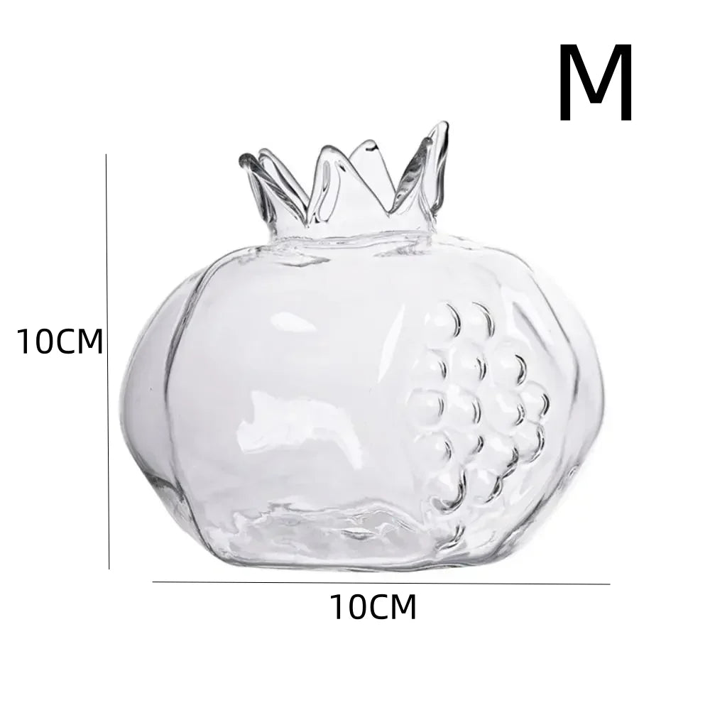 Mini Pomegranate Hand-Blown Glass Vase – Hydroponic Planter Decorative Glass Vase PLUSH red-M