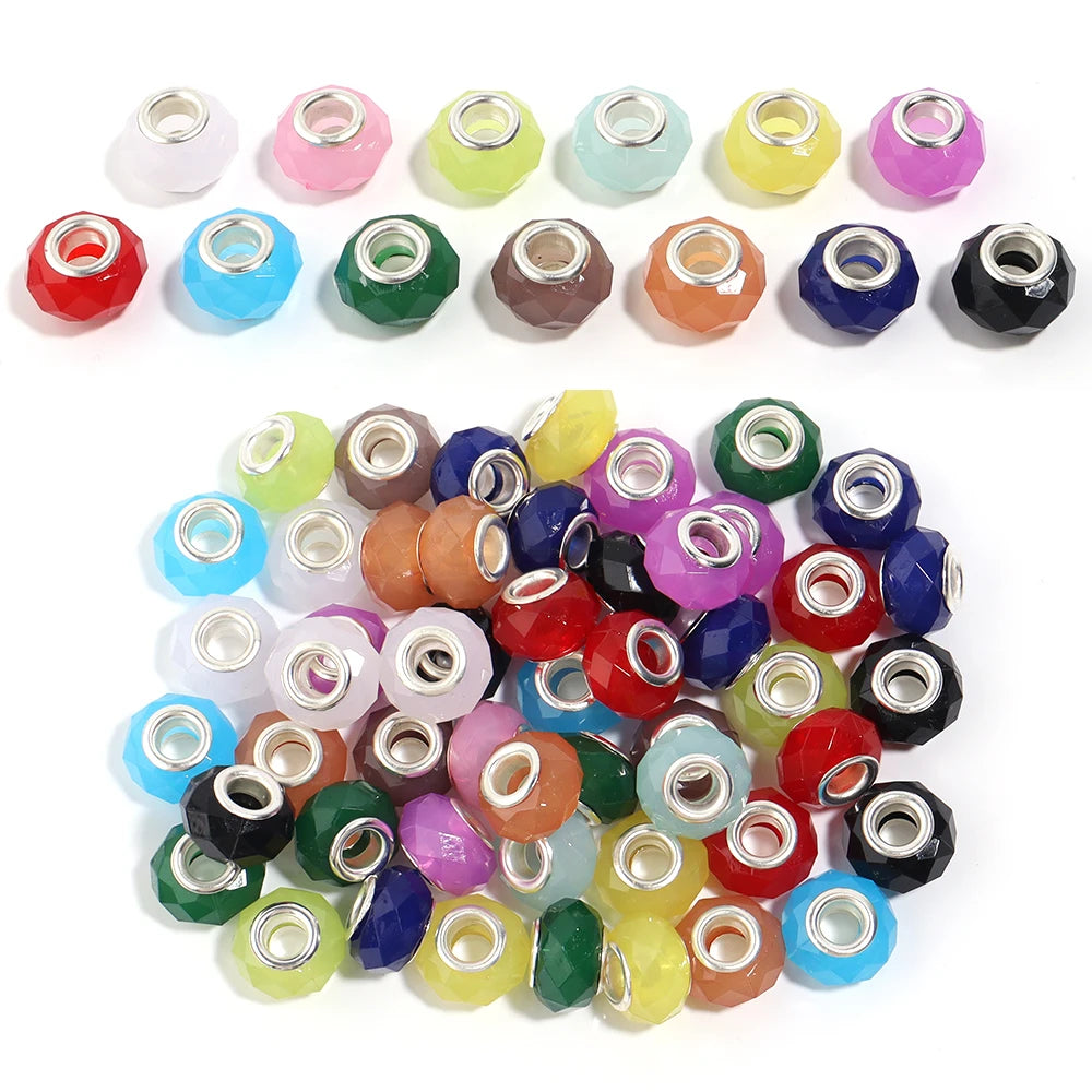 20pcs Faceted Resin Beads 14x9mm Big Hole DIY Jewelry Spacers Resin Spacer Beads PLUSH