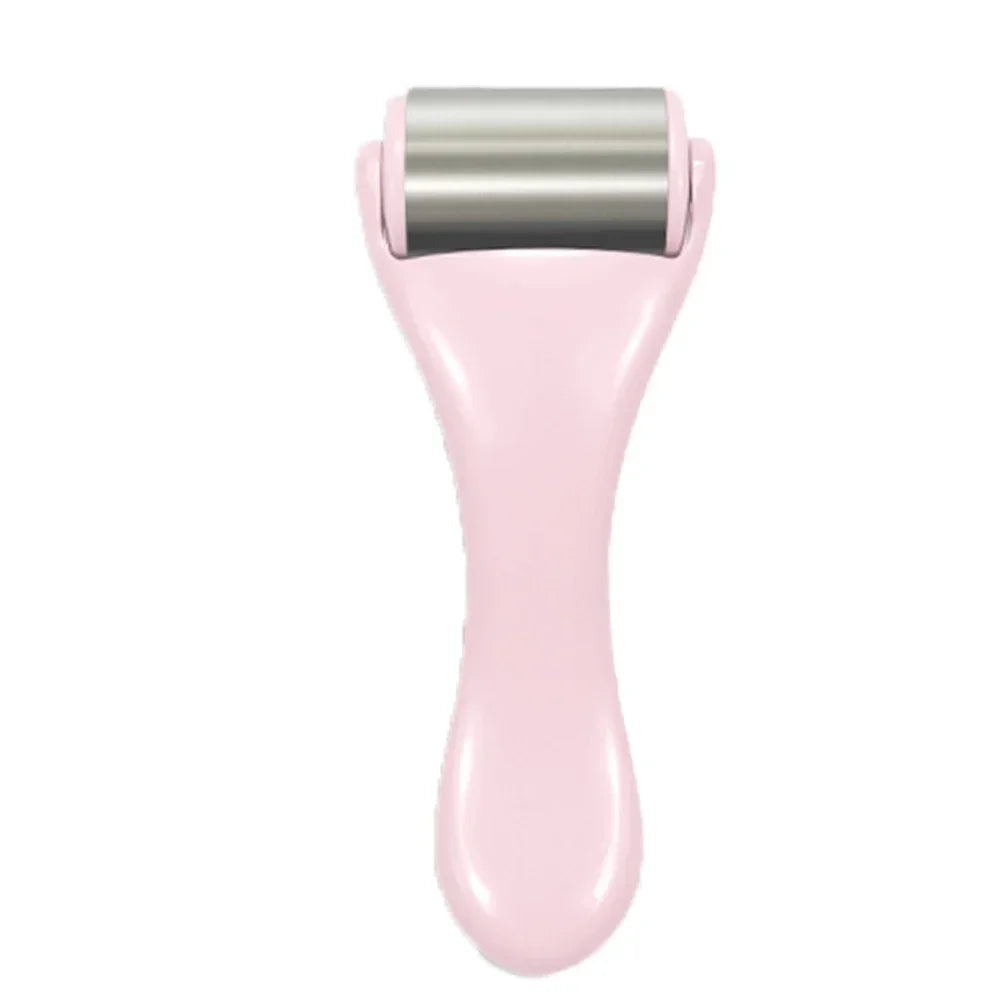Stainless Steel Ice Roller Facial Massager – Face & Eye Tool Facial Massage Roller PLUSH Face Roller Pink