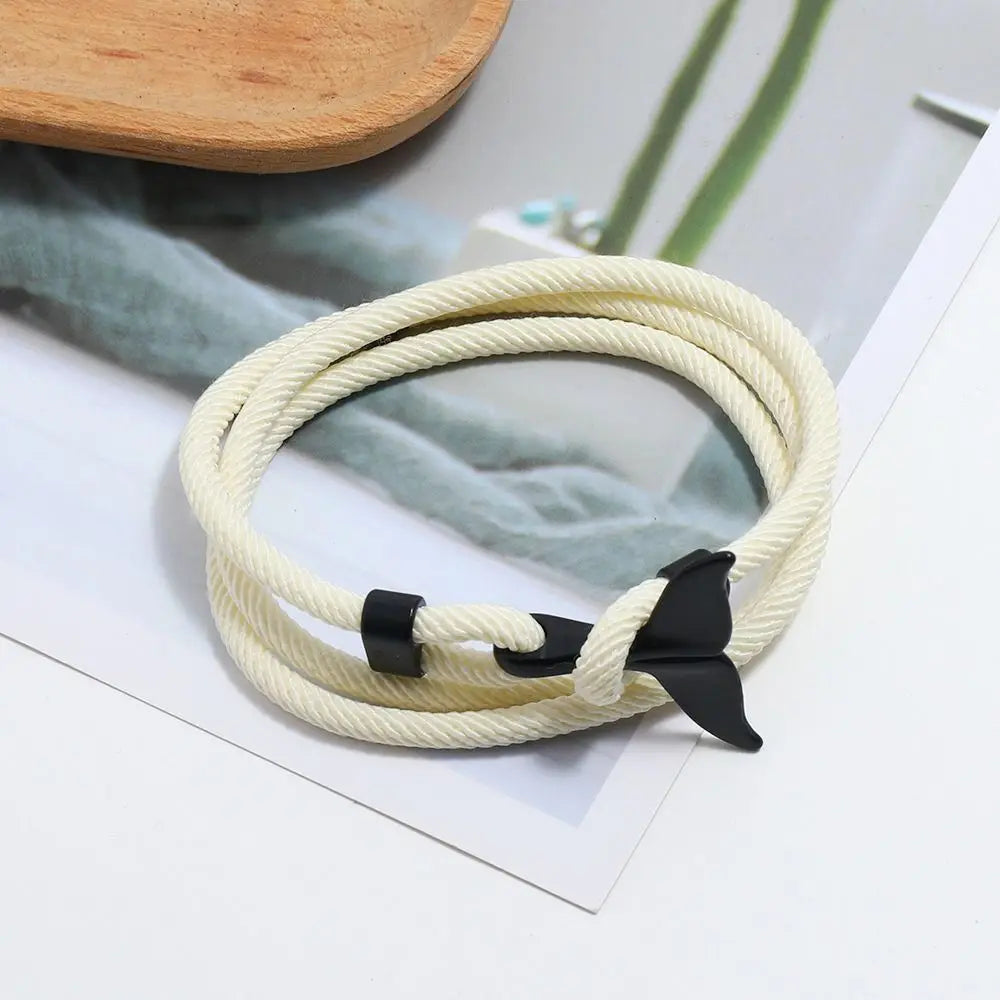 Whale Tail Braided Rope Charm Bracelet – Ocean Series Unisex Charm Bracelet PLUSH
