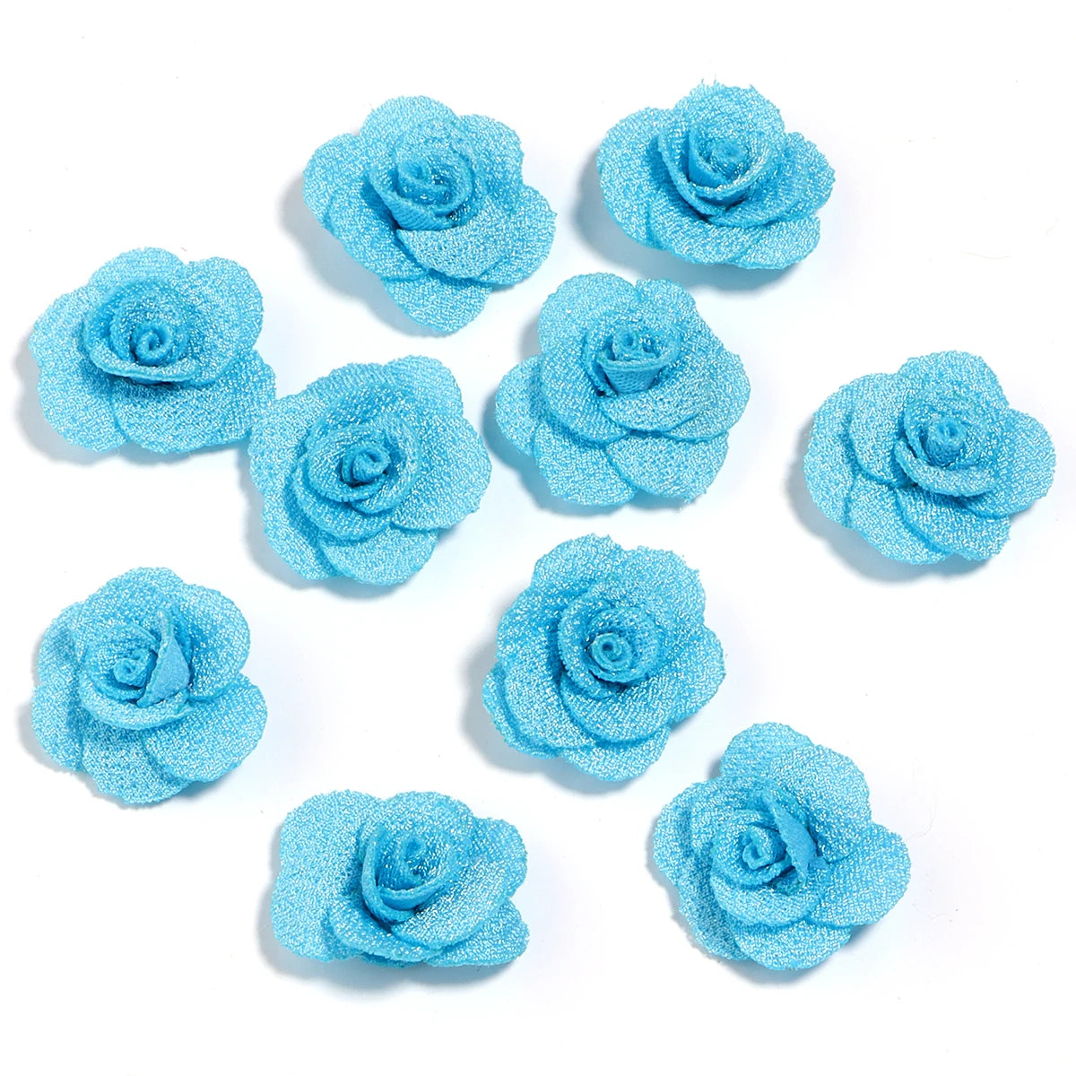 10pcs 3cm Fabric Rose Flowers for DIY Sewing & Crafts Fabric Flower Embellishments PLUSH blue 3cm