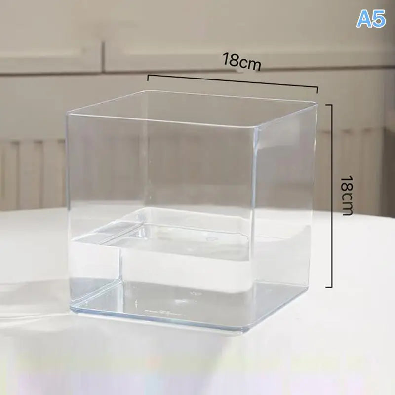 Transparent Acrylic Flower Pot – Square & Round Desktop Planter Decorative Planter PLUSH A5