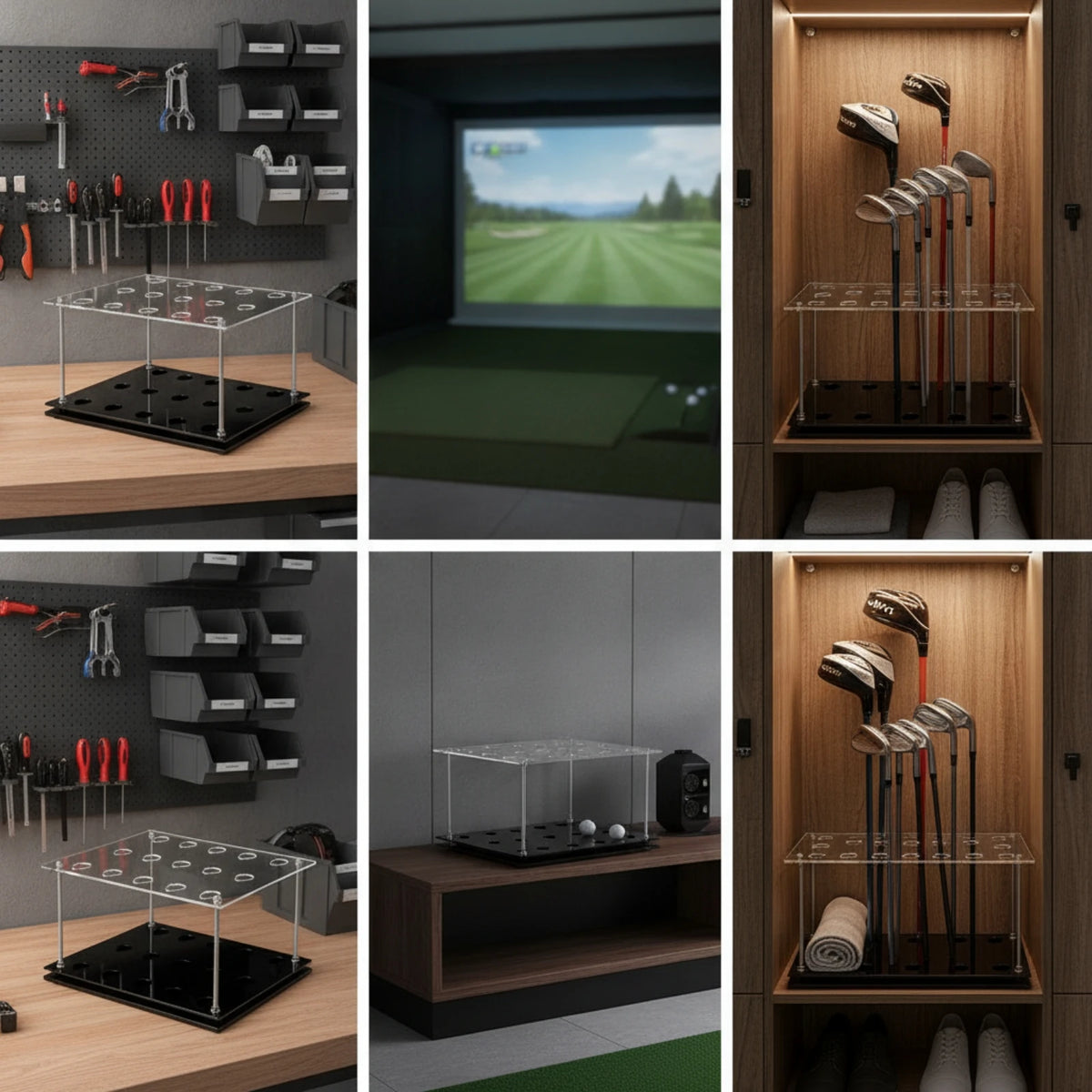 Golf Club Rack with Acrylic Panels – 15-Slot Heavy-Duty Golf Club Rack PLUSH