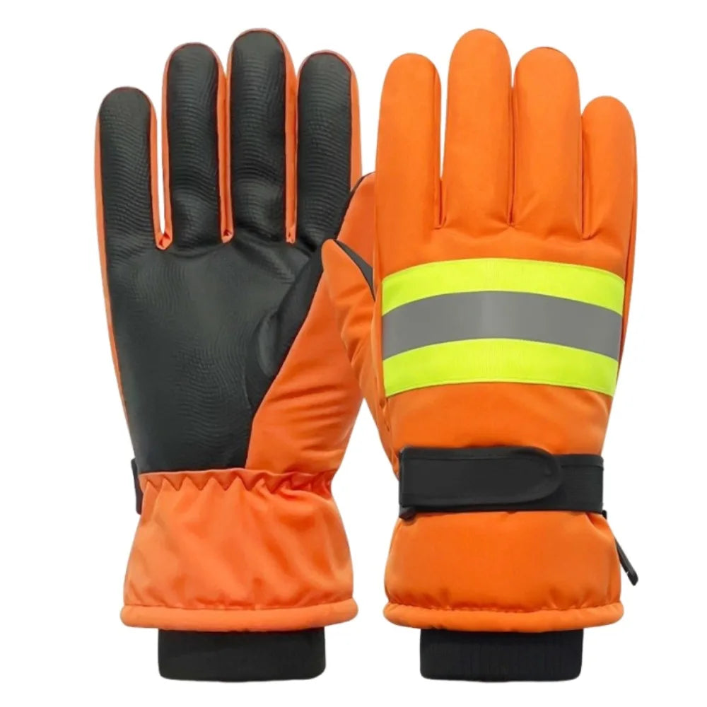 Reflective Touchscreen Work Gloves – Warm Waterproof Winter Winter Work Gloves PLUSH Orange Style B
