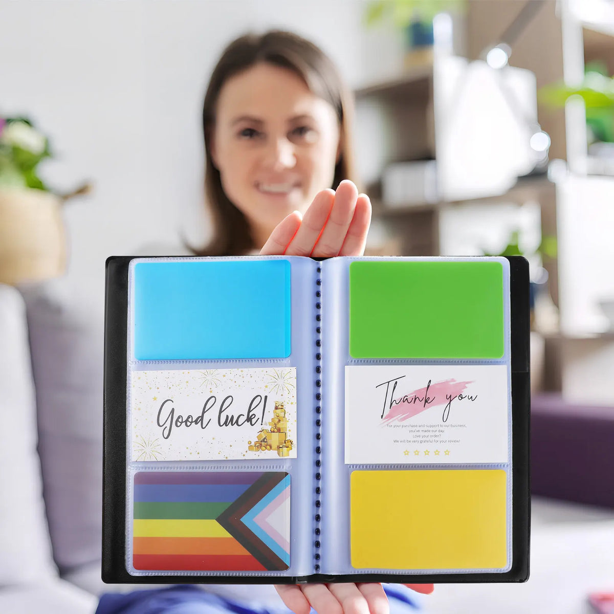 Business Card Organizer Book 240 Slots – PU Binder & Index Tabs Business Card Organizer PLUSH