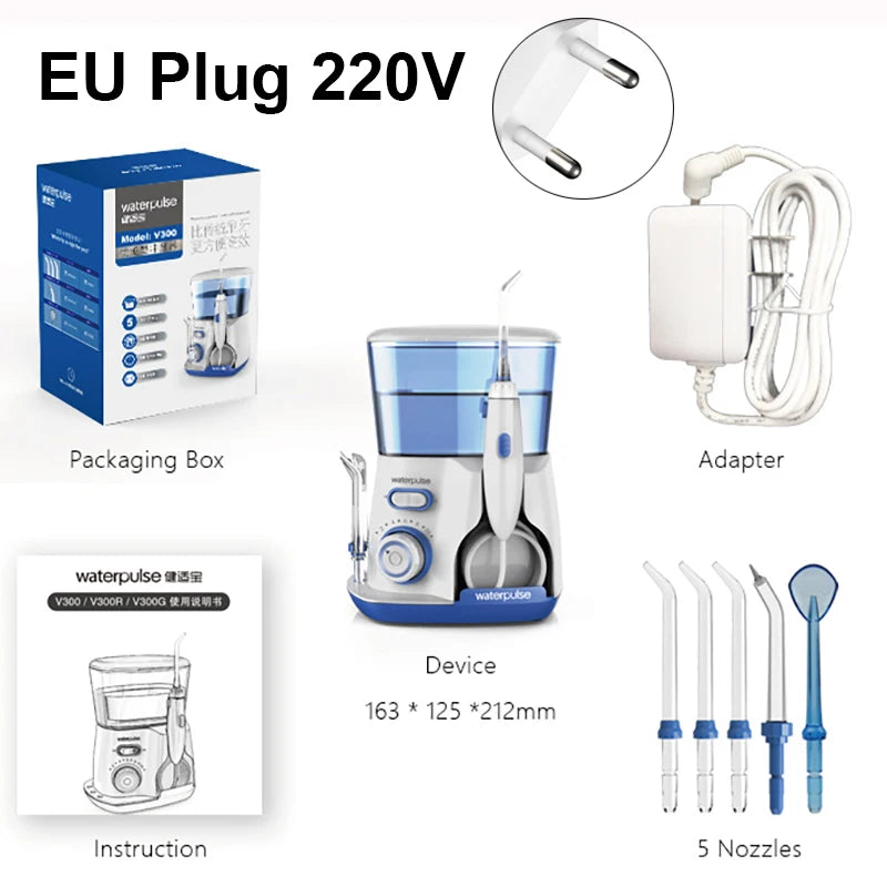 Raugee 800ML Electric Dental Water Flosser | 5 Nozzles, 10 Modes Oral Irrigator PLUSH EU Plug 220V
