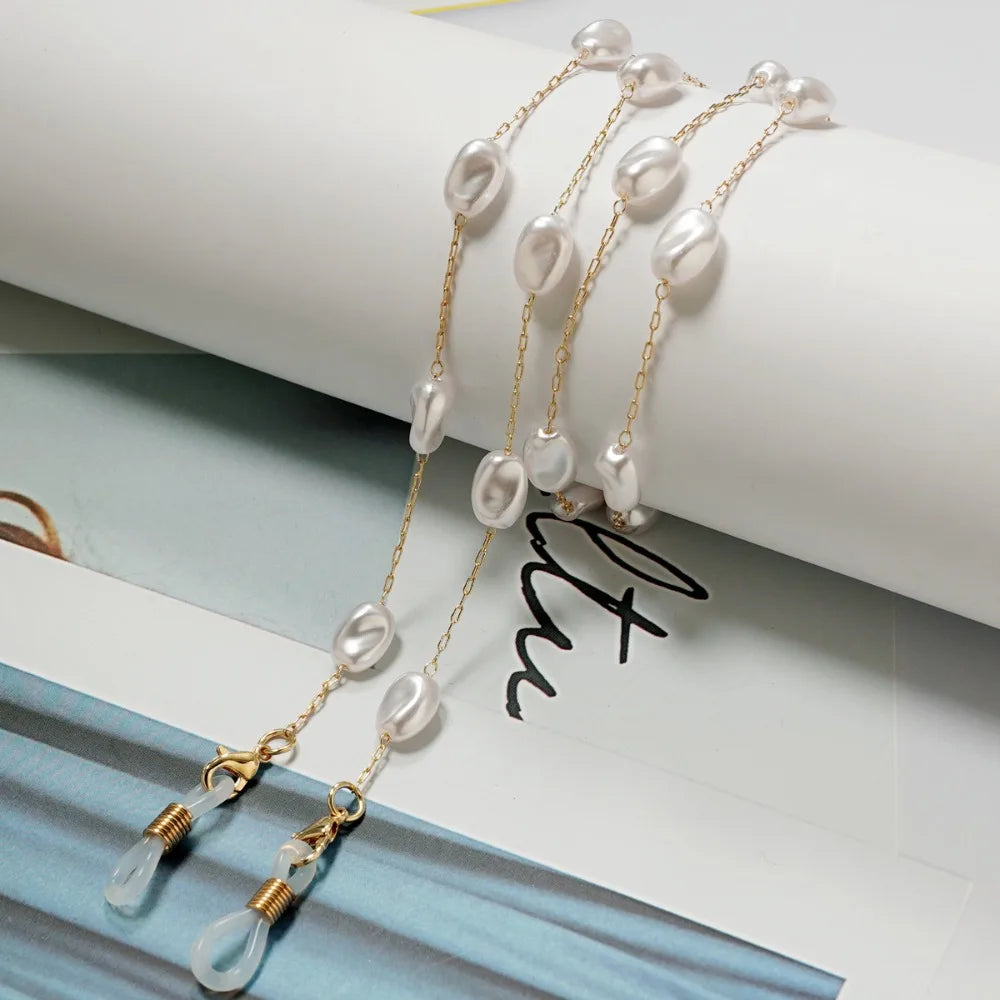 Pearl Bead Eyeglass Chain – Anti-Lost Glasses Holder Necklace Eyeglass Chain Lanyard PLUSH Style 2