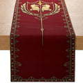 Retro Heraldic Double Horse Table Runner – Red & Gold Decorative Table Runner PLUSH A 33X90Cm