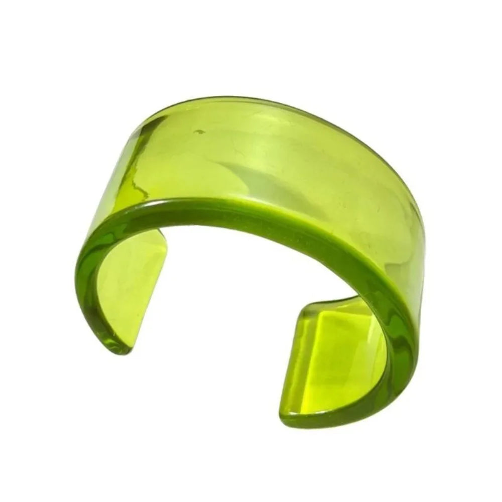 Transparent Resin Open Bangle Bracelet for Women | Cuff Resin Bangle Bracelet PLUSH Green