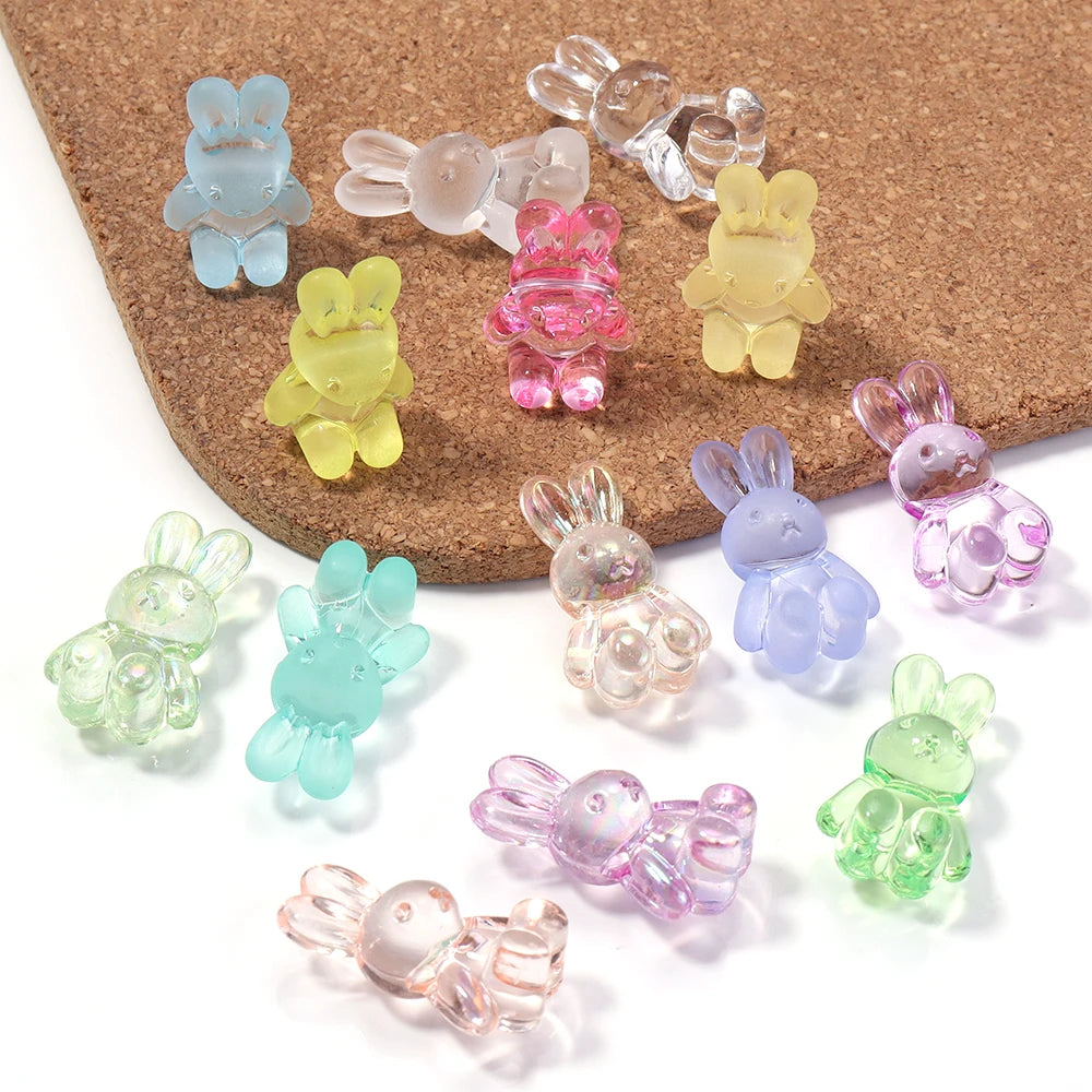 30pcs Acrylic Cartoon Rabbit Beads 24x14mm – DIY Jewelry Acrylic Spacer Beads PLUSH