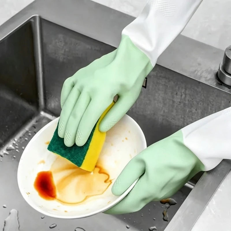 4-Pack PVC Waterproof Cleaning Gloves – Kitchen & Dishwashing Cleaning Gloves PLUSH