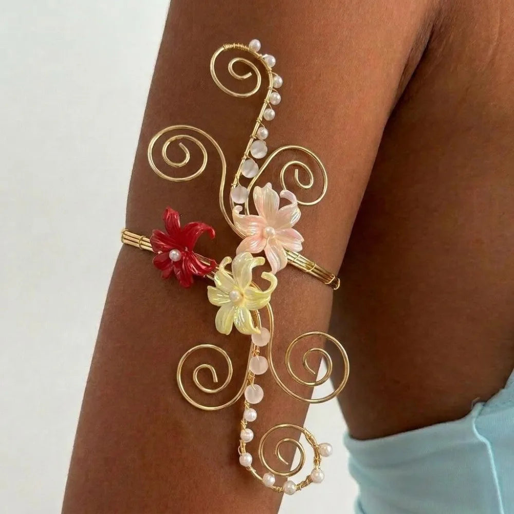 Iris Flower Hollow Cuff Bracelet – Adjustable Floral Bangle Floral Cuff Bracelet PLUSH Style 2