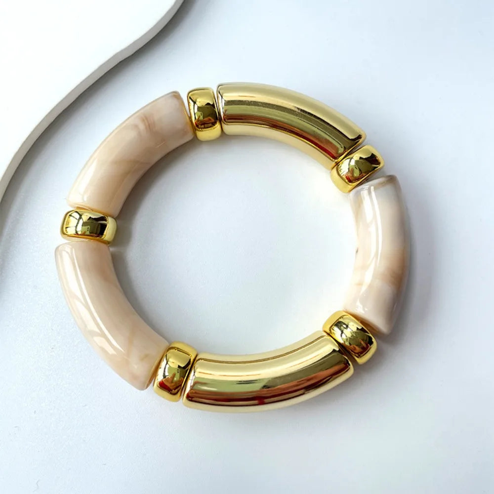 Vintage Acrylic Leopard Beaded Stretch Bracelet – Boho Bangle Beaded Stretch Bracelet PLUSH