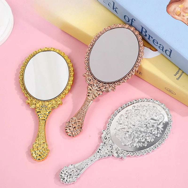Vintage Handheld Makeup Mirror – Portable Round Cosmetic Mirror Handheld Makeup Mirror PLUSH