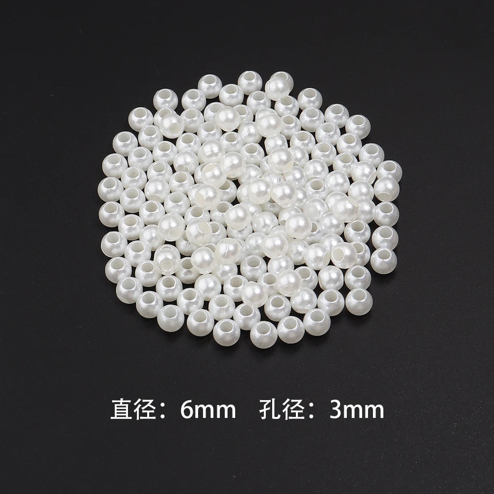 Vintage ABS Imitation Pearl Big Hole Spacer Beads – DIY Jewelry Pearl Spacer Beads PLUSH 6mm hole 3mmx300pcs