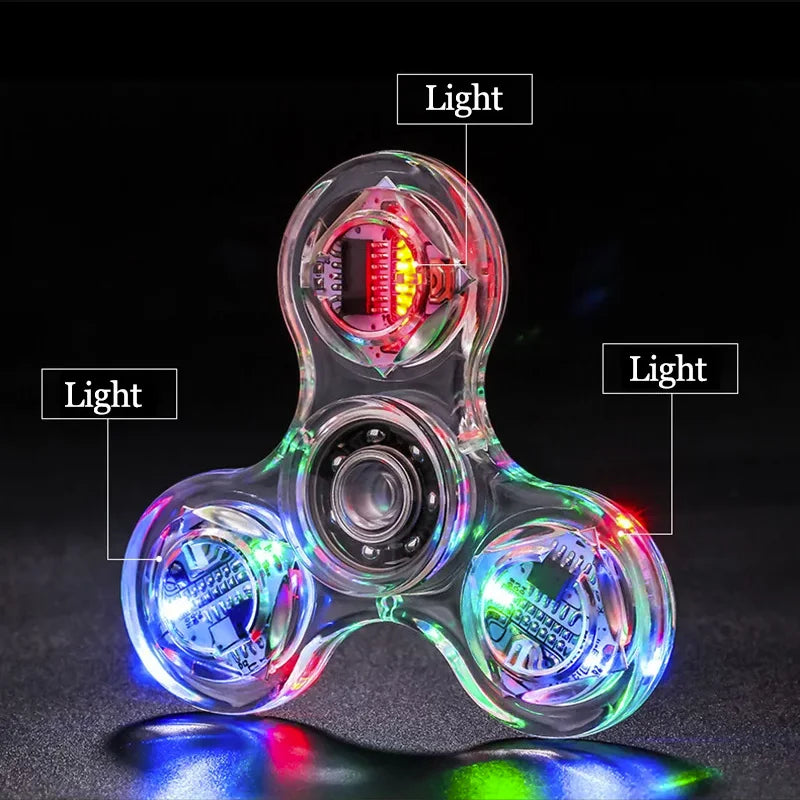 Glow in the Dark LED Fidget Spinner – Tri-Spinner Toy LED Fidget Spinner PLUSH