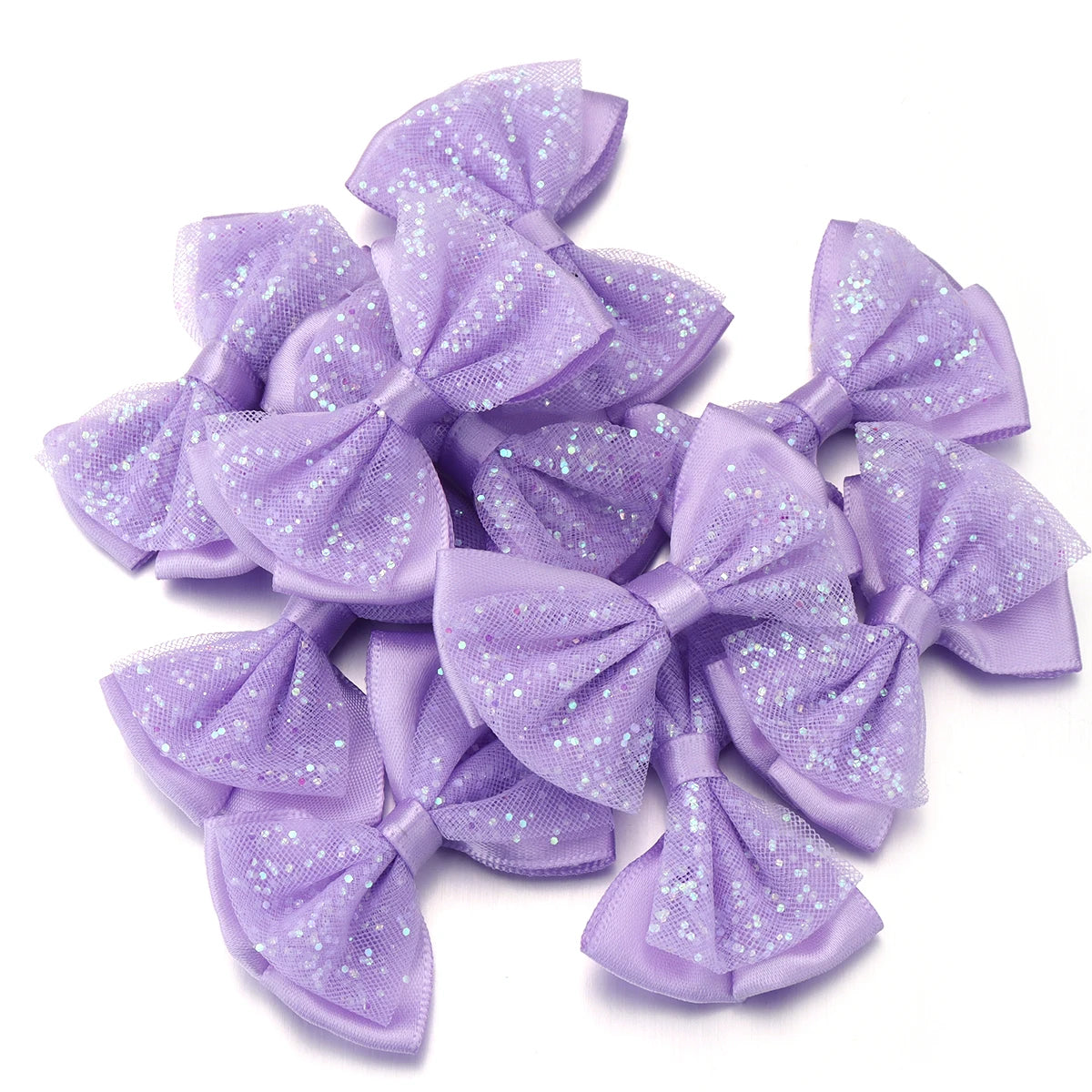 10pcs Sequin Mesh Ribbon Bows – Multicolor DIY Craft Decor Craft Ribbon Bows PLUSH Purple