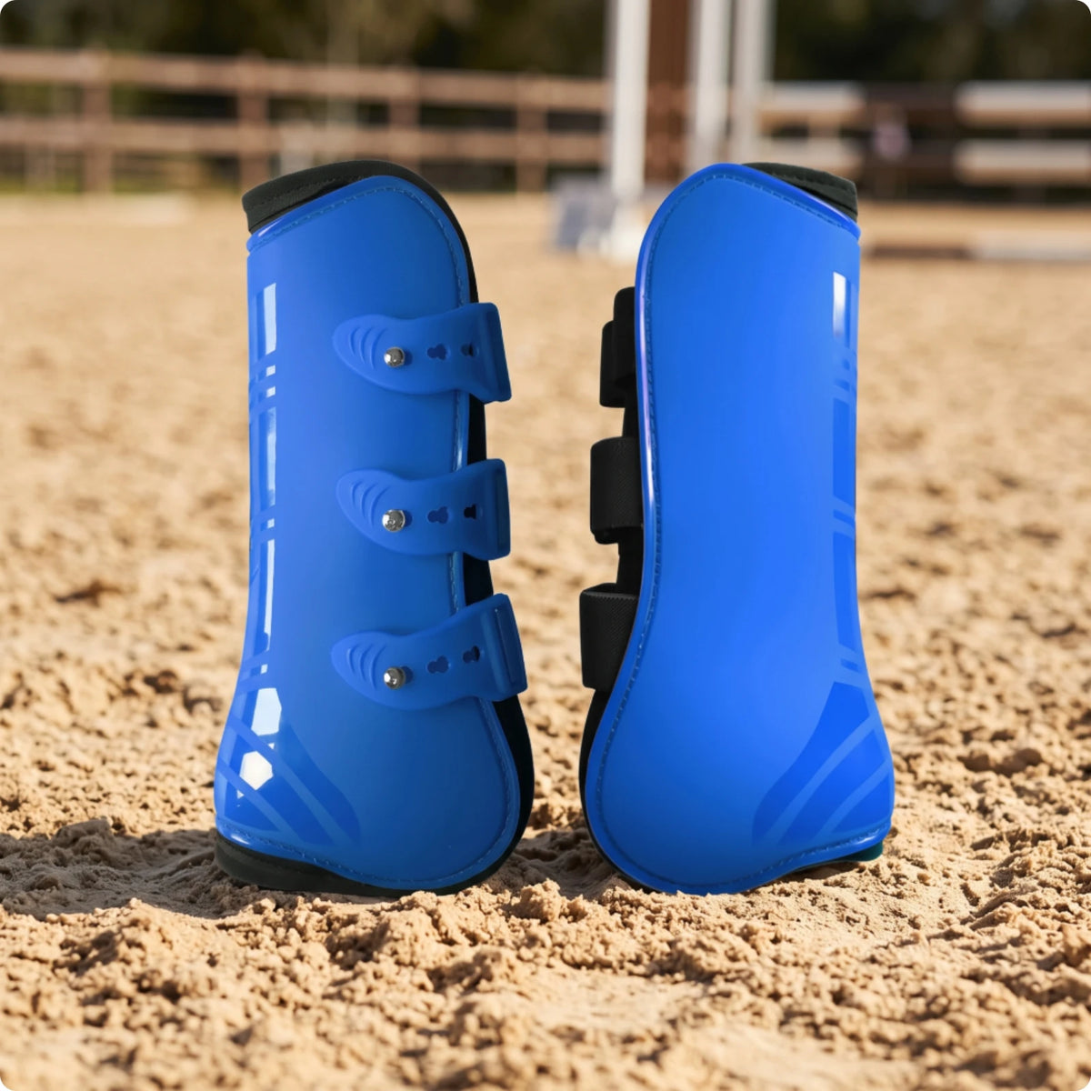 Horse Front Leg Tendon Boots – Adjustable Equestrian Guard Horse Tendon Boots PLUSH Blue L-front