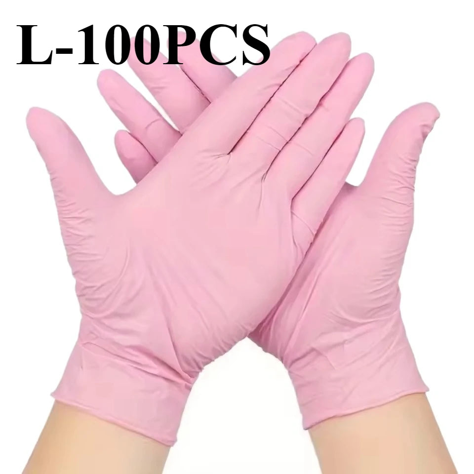 Light Pink Nitrile Gloves 50/100pcs – Powder Free Disposable Disposable Nitrile Gloves PLUSH L-100PCS
