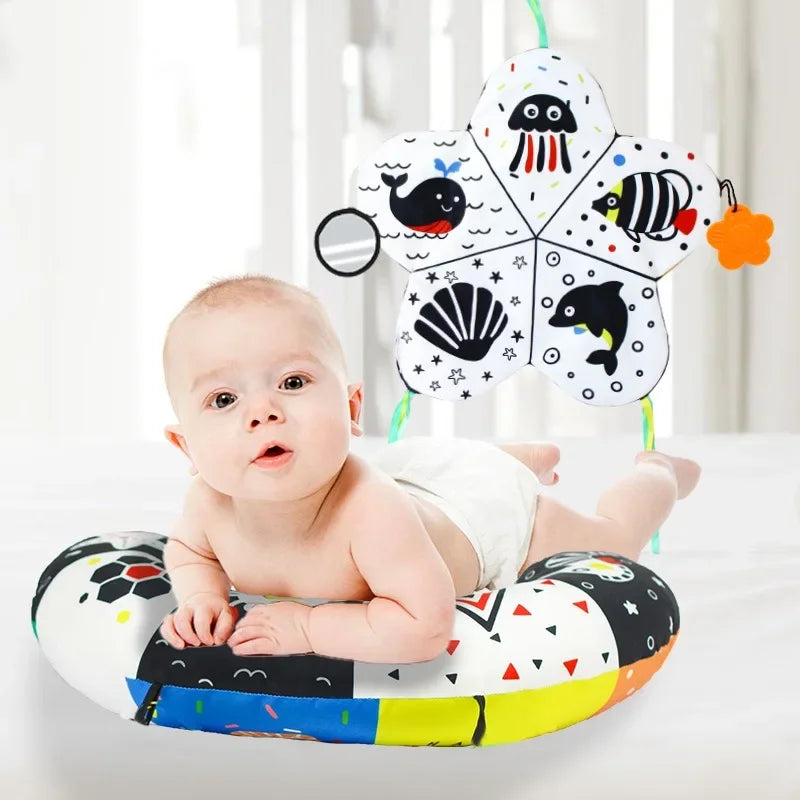 Baby Tummy Time Pillow – High Contrast Black & White Sensory Baby Tummy Time Pillow PLUSH