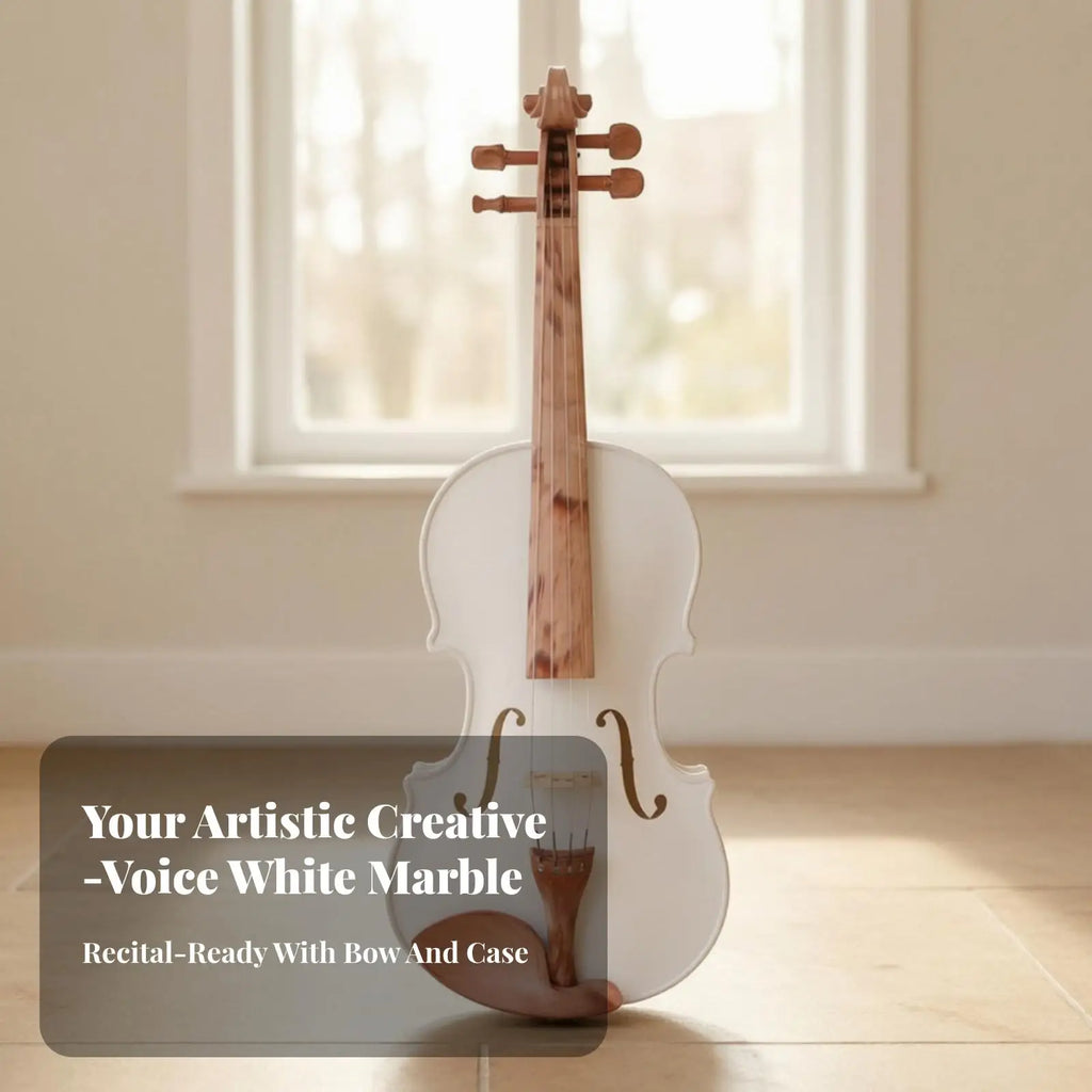 Hand-Carved 4/4 Violin – Marble-Pattern Glossy Finish & Case Full-Size Violin PLUSH