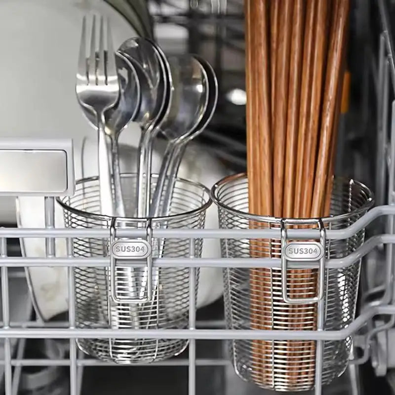 304 Stainless Steel Wall-Mount Chopstick Holder & Drainer Utensil Holder Rack PLUSH
