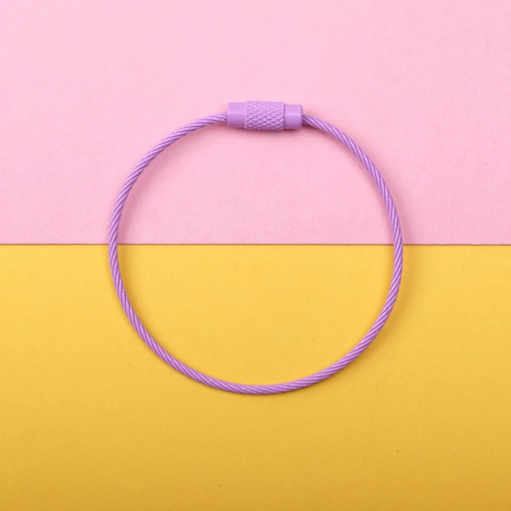 Stainless Steel Rotating Wire Key Ring – Color Keychain 5/10pcs Key Ring Keychain PLUSH purple-5pcs-set