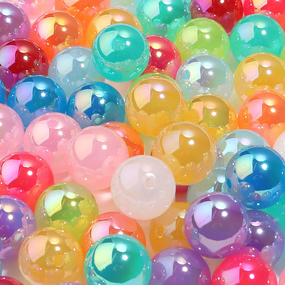 10pcs 16mm Plated Multicolor Round Acrylic Spacer Beads DIY Acrylic Spacer Beads PLUSH