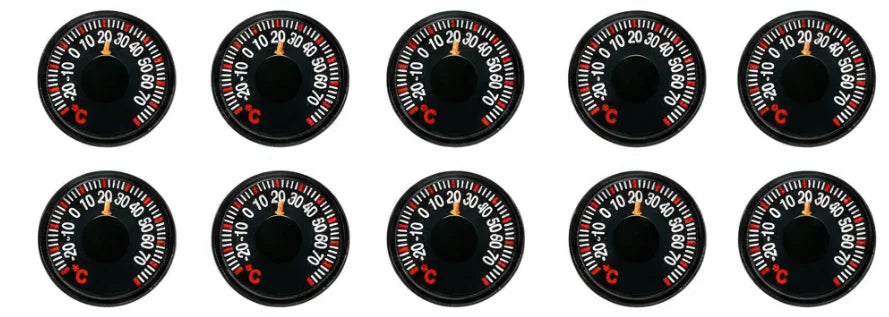 27mm Mini Thermometer for Home, Outdoor & Car – Pack of 1–10 Mini Dial Thermometer PLUSH 10PCS