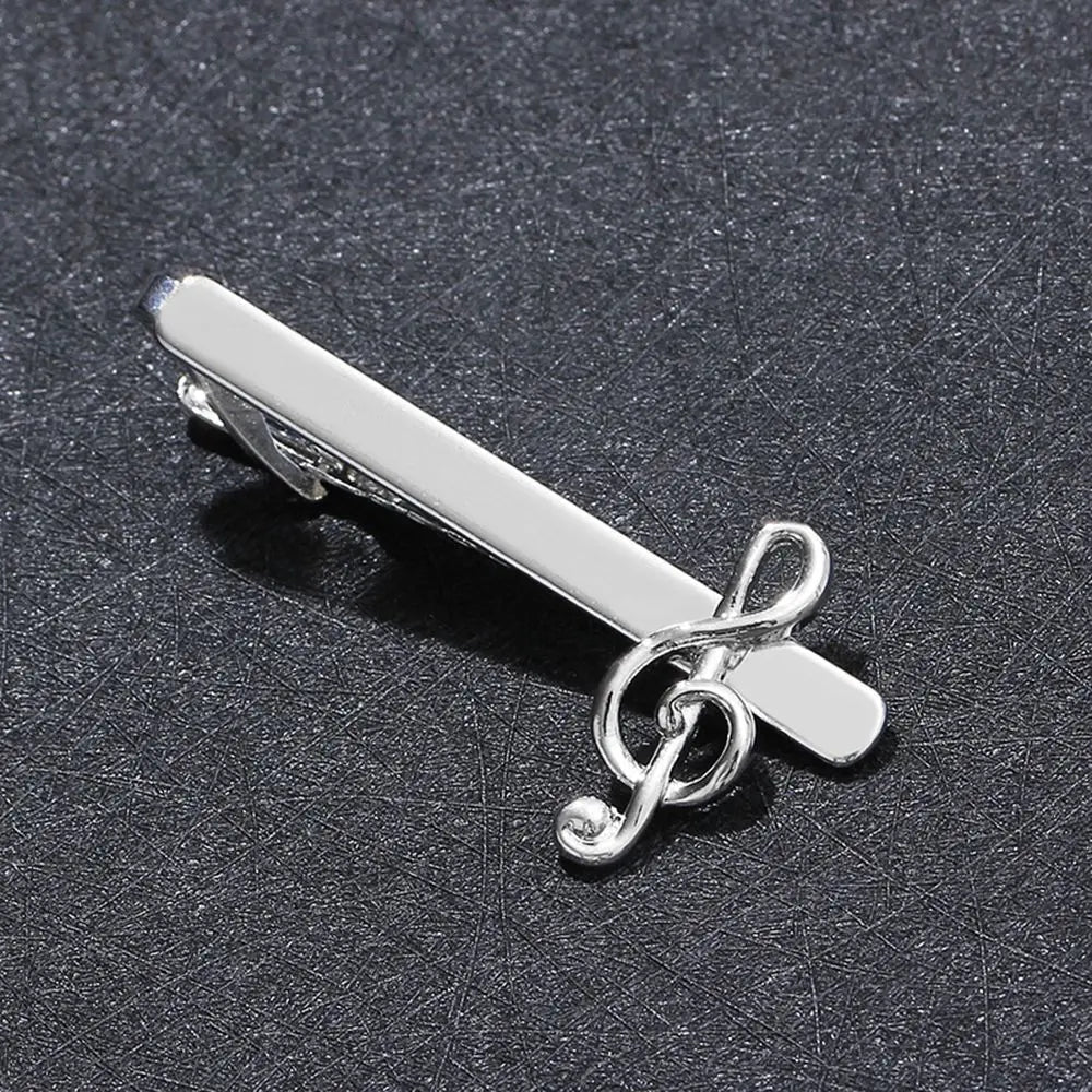 Silver Musical Note Tie Clip – Men's Necktie Bar Pin Tie Clip PLUSH