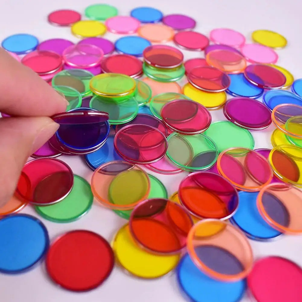 Montessori Magnetic Bingo Chips & Wand Set – 100pc Color Sort Educational Game Set PLUSH
