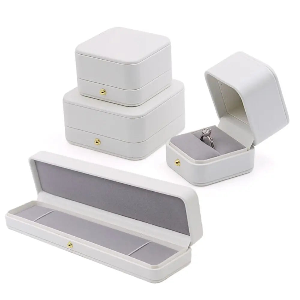PU Leather Jewelry Gift Box White Flannel Lining – 4 Sizes Jewelry Gift Box PLUSH