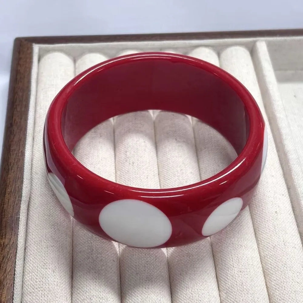 Vintage Resin Polka Dot Bangle – Punk Stackable Cuff Bracelet Cuff Bangle Bracelet PLUSH Style H