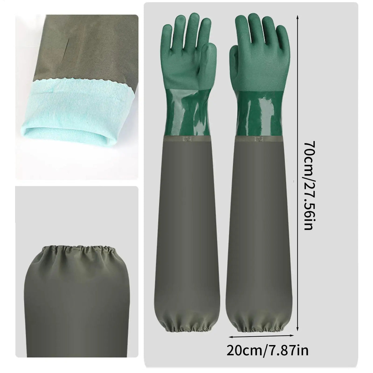 Long Rubber Cleaning Gloves – Waterproof Dishwashing & Garden Rubber Cleaning Gloves PLUSH